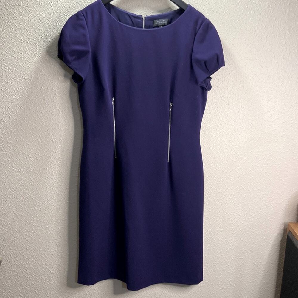 Tahari Women Eggplant Career Wear Shortsleeves  Knee Length Dress Size # 8P